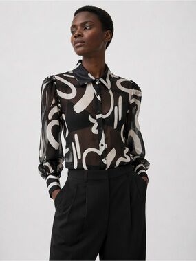 Runway Black + Beige Sheer Blouse